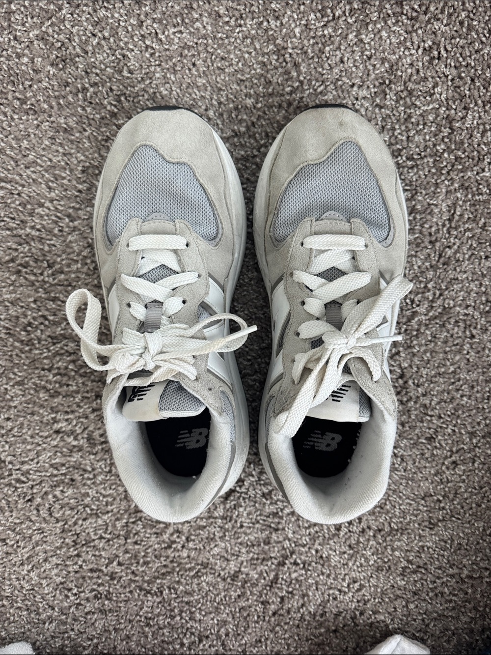 New Balance Women’s Off-White and Light Gray Lace-Up Sneakers